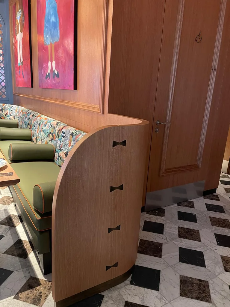 Custom commercial furniture project for Restaurant Booth Custom Wood Partition by RPGroup